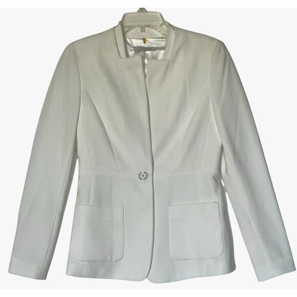 Elie Tahari White Cream One Button Pockets Blazer Jacket - Picture 1 of 14